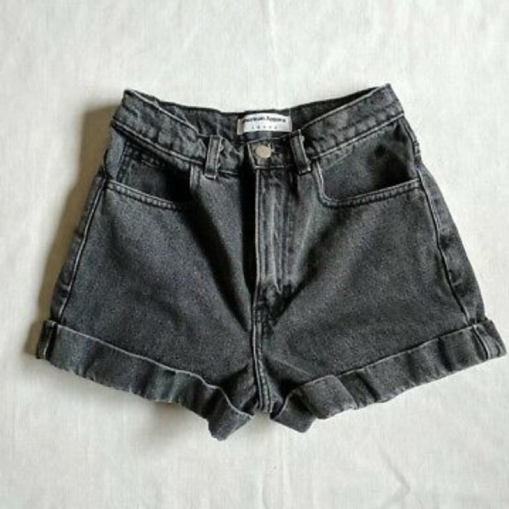 American Apparel high waisted black jean shorts